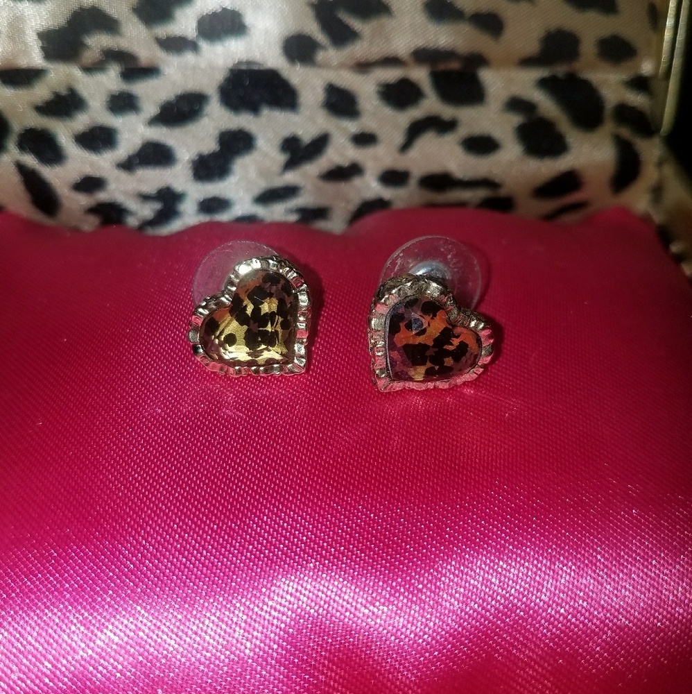 Betsey Johnson Leopard Print Earrings NWOB